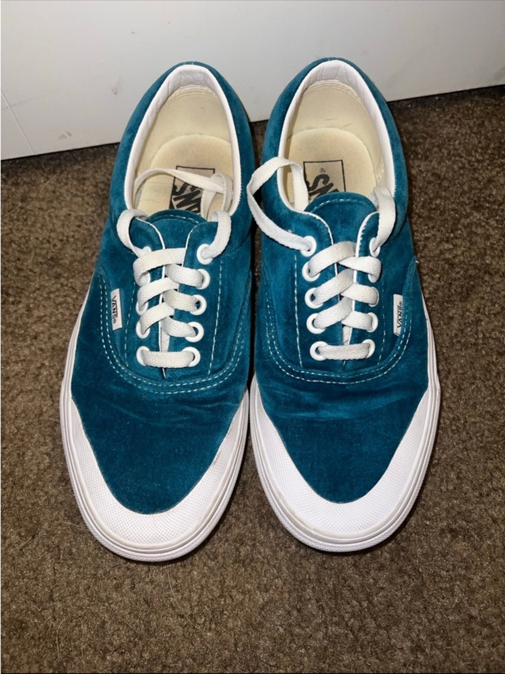 Vans Teal Suede Low-Top Sneakers with White Accents